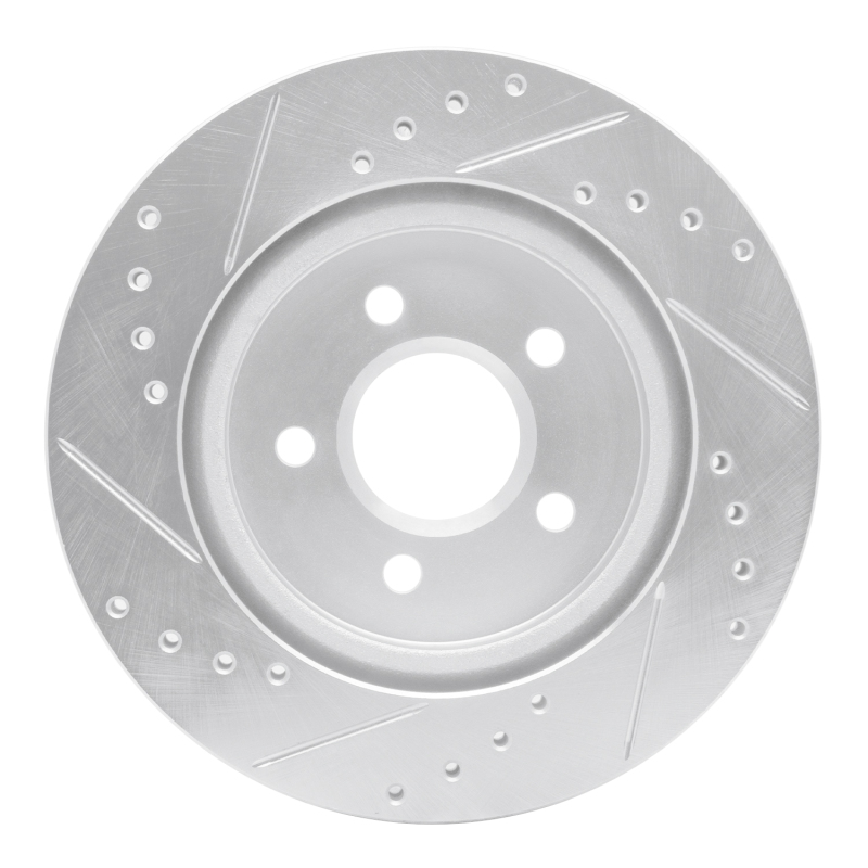 Ford Thunderbird Brake Rotor (1) - Rear Right - R1 Concepts - Drilled & Slotted - Silver - `00-`06